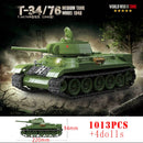 军事世界大战俄罗斯T-34 KV-1重型坦克积木二战美国M4A3谢尔曼斯图尔特坦克技术砖块儿童玩具