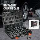 SucceBuy 3/8" & 1/2" Drive Impact Socket Set 59 PCS Socket Set SAE 5/16" to 1-1/4" Metric 6-32mm 6 Point Cr-Mo Alloy Steel Set
