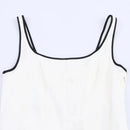 Women Midi Dress Female Casual Suspender Dress Color Contrasting Edge 2025 Summer Ladies Slim Square Collar Elegant Long Dresses