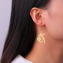 Skyrim Hummingbird Flower Pendant Drop Earring Stainless Steel Gold Color Women's Earrings Animal Jewelry Christmas Gift New In