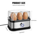 Egg Cooker Boiler, 350W Quick Boiling Electric Egg Poacher, Removable Tray, 6 Capacity Kitchen Stainless Steel Steamer
