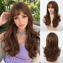 EASIHAIR Light Orange Synthetic Wigs Long Wavy Ombre Natural Hair Wigs with Bangs for Women Cosplay Lolita Wig Heat Resistant