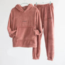 Coral Fleece Pajama Set Couple Pyjamas Suit Women Men Winter Thicken Sleepwear Loose Sleep Set Homewear Soft Warm Pijama Hoodies