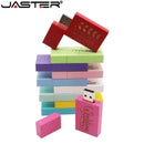JASTER LOGO 个性化木质彩色积木U盘创意礼品U盘随身碟 4G 16GB 32GB 64GB 木制内存棒