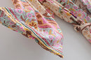 Boho Queens Women Peacock Print Bat Sleeve Beach Bohemian Kimono Robe Ladies V Neck Tassel Summer Bikini Cover-ups
