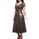 Elegant Women Midi Dress Shiny PVC Leather Turn-down Collar Patchwork Single-Breasted Long Dress Party Club  A-line Female Dress