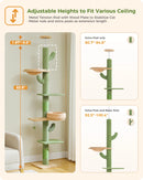 Adjustable Height Cactus Cat Tree for Indoor Cats Floor to Ceiling Cat Tower with Scratching Post Cozy Hammock Dangling Balls