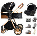 Luxurious Baby Stroller 3 in 1 Portable Travel Baby Carriage Fold Pram High Landscape Aluminum Frame Newborn Infant Stroller