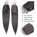 Queenlike Straight Human Hair Bundles with 2x6 Deep Middle Part HD Lace Closure 12A Brazilian Raw Hair Bundles with Closures