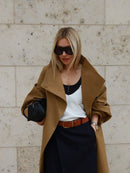 Lady Oversized Long Trench Women Coat Stand Collar Single Breasted Loose Wide Sleeve Casual Coats New Autumn Winter Chic Jackets