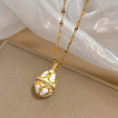 Greatera Colorful Enamel Easter Egg Pendant Necklaces for Women Guilloche Locket Egg Gold Plated Chain Necklaces Party Jewelry