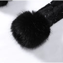 Sexy Lace Patchwork Women's Fur Coat V-Neck Full Sleeve Waist-Closed Lady Coats 2026 Autumn Winter Chic Female Streetwear