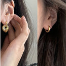 ANENJERY Removable Love Heart Hoop Earrings for Women Exquisite Design Ear Buckle Huggies Golden Silver Color Party Jewelry