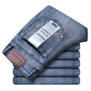 Wthinlee Business Men Jeans Casual Straight Stretch Fashion Classic Blue Black Work Denim Trousers Spring Summer Brand Clothing