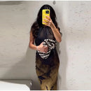 Vintage Floral Printed Midi Dress Women Backless Satin Halter Cutout Bodycon Split Hem Party Dresses 2026 Summer Elegant Gown