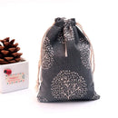 50Pcs/lot  (10x14cm) Linen Printed Cotton Gift Bags Packing Jewelry Drawstring Pouch Cosmetic Wedding Candy Wrappling Reusable
