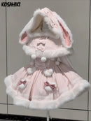 The Rabbitry | Two-Piece Furry Slip Dress and Hooded Cape Set