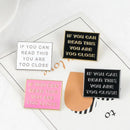 if you can read this you are too close 4 colors slogon letter Pin Brooch Black Cloak Death Skull Button Enamel for Women Men Hat