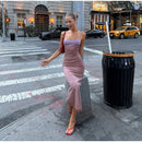  Women Sexy Color Blocking Halter Maxi Dresses Elegant Backless Off shoulder Sleeveless Slim Gowns 2026 New Lady Party Vestidos