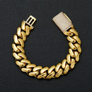 Hip Hop Rock Stainless Steel Rhombus Cuban Miami Link Chain Bracelets for Men Bling Iced Out Rapper Jewelry Gold Silver Color