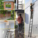 3.8M Telescopic Ladder with hooks, 12.5FT Black Multi-Purpose Folding Aluminium Telescoping Ladder Foldable Ladder Extension