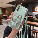 三星Galaxy A14 A21S A20S A22 A23 A24 A25 A31 A42 A32 A33 A34斜挎挂绳电镀手机兔子支架保护套