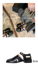 MKKHOU Fashion Sandals Women's New High Quality True Leather Split Toe Shoes Low Heel Hollow out Mary Jane Shoes Modern Shoes