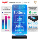 MeLE 无风扇迷你电脑 N100 台式机 LPDDR4x Windows11 8GB 16GB 512GB 小型游戏电脑 USB C型 4K 三显示器