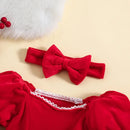 Christmas Children's Clothes 1-5Y Girls Long sleeve Dresses Stars Sequin Mesh Princess Dress with Bow Headband Festival Costume