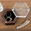 Personalized Engraved Wedding Ring Box, Proposal Gift Acrylic Cover and Wood Base Custom Rings, Engagement Wedding Decorations