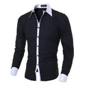 Men Long Sleeve Shirt 2025 Spring Striped Shirts Slim Fit Male Casual Social Patchwork Shirt Turn-down Collar Camisa Masculina