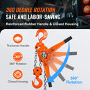 SucceBuy Manual Lever Chain Hoist G80 Galvanized Carbon Steel with Double-Pawl Brake Auto Chain Leading & 360° Rotation Hook