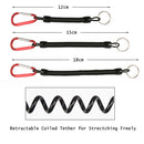 Goture 3件套钓鱼失手绳 12cm/15cm/18cm 船钓防丢绳 可伸缩盘绕连接绳带登山扣 适用于钳子控鱼器