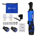Cordless Ratchet Wrench, 2 x 12V 1.5Ah Batteries, Charger, Power Tool Wrench 3/8" Sq Drive,Cordless Ratchet with 7 Sockets