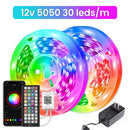 LED灯条，超长RGB 5050 LED灯带，带遥控器，彩色变换灯带，带12V电源适配器，适用于卧室