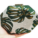 Green Leaf Diamond Evening Bag Gold Crystal Wedding Prom Clutches Formal Lady Rhinetone Chain Shoulder Handbags Party Purse