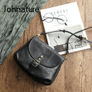 Johnature Retro Genuine Leather Women Summer Small Bag 2026 New Simple Leisure Nature Cowhide Female Shoulder & Crossbody Bags