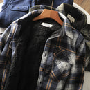 Autumn Winter Men's Fleece Linend Warm Shirt Jackets Thickened Long Sleeve Flannel Checked Shirts Vintage Casual Men Shirt Coats