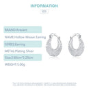 925 Silver Weave Hollow Moon Hoop Earring For Women Fashion Jewelry