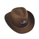 Kids Western Cowboy Hat Retro Sheriff Cap Sunscreen With Wind Rope Hat Boys Girls Horseback Riding Tourism Fishing Sunshade Cap