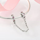 Real 925 Sterling Silver Charms Bead Heart Flower Round Shape Safety Chain Charms Fit Original Charm Bracelet Jewelry Making