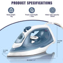 BRIEFNESS Electric Iron Portable Steam Iron, 2400W Powerful Steam Function, Non-stick Stainless Steel Soleplate,350ml Water Tank