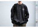 2025 Spring Mens Loose Fit Round Neck Hoodie Big Size Oversized Streetwear Hip Hop Retro American Casual Pullover Trendy Print