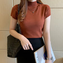 2023 New Casual Knitted Women Tops Women Clothing Blusas Summer Solid Slim Turtleneck Blouse Fashion Chic Korean Clothes 8622