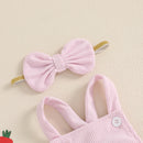 Adorable Infant Easter Jumpsuit with Bunny Applique and Matching Bow Headband for Baby Girl s First Easter Celebration