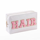 Patch Cosmetic Bag Stitched Letters PU Leather Waterproof Cosmetic Bag Travel Organizer for Women Teen Girls Makeup Bags New