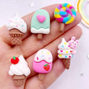 12PCS Resin Colorful Cartoon Rabbit Cherry Cone Ice Cream Lollipop Popsicle Scrapbook Flatback 3D food Figurine DIY Decor Crafts