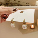 VENTFILLE 2023 New Cute Pearl Studs Hoop Earrings for Women Gold Color Eardrop Minimalist Hoops Wedding Fashion Jewelry Dropship