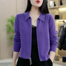 Spring Autumn Lady Knitting Cardigan Jacket Female Short Zipper Sweater Outerwear Women Solid Color Loose Fitting Knitwear Coat