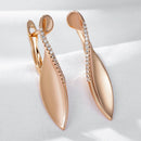 Kinel Trend 585 Rose Gold Color Glossy Drop Earrings for Women Fashion Creative Natural Zircon Unique Romantic Daily Jewelry